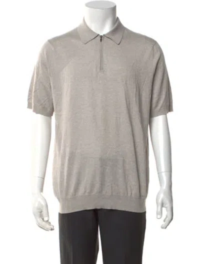 Pre-owned Patrick Assaraf Collar Short Sleeve Polo Shirt W/ Tags In Grey