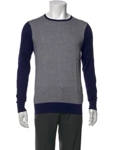 Pre-owned Patrick Assaraf Colorblock Pattern Crew Neck Sweatshirt In Blue
