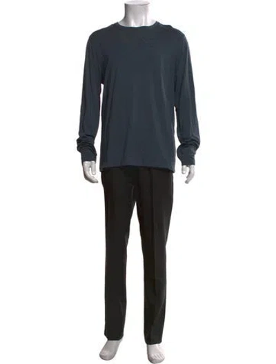 Pre-owned Patrick Assaraf Crew Neck Long Sleeve T-shirt In Blue