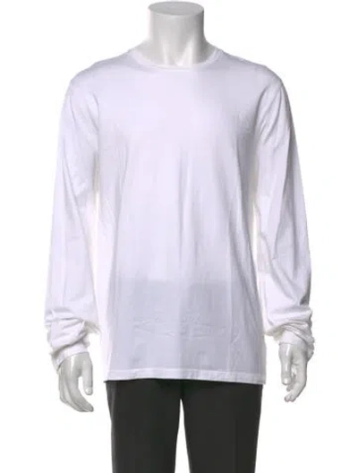 Pre-owned Patrick Assaraf Crew Neck Long Sleeve T-shirt In White