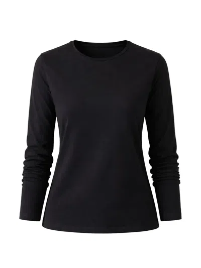 Patrick Assaraf Crew Neck Long-sleeved T-shirt In Black