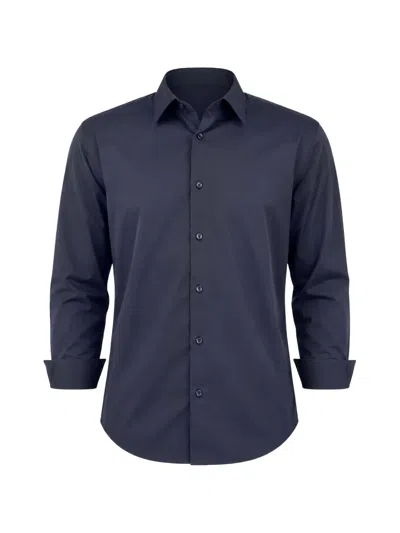 Patrick Assaraf Darted Long-sleeve Shirt In Blue