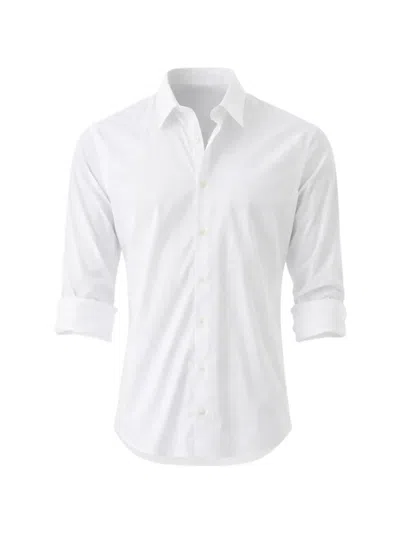Patrick Assaraf Darted Long-sleeved Cotton Shirt In White