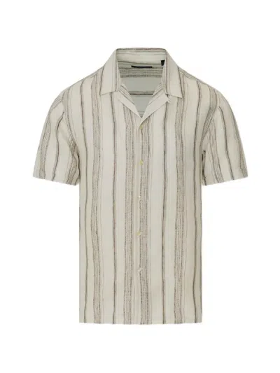 Patrick Assaraf Dobby Striped Short-sleeve Shirt In Neutral