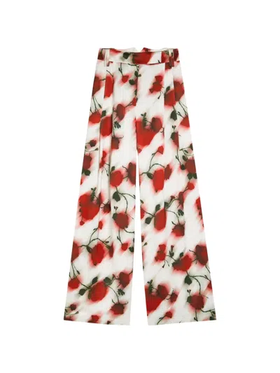 Patrick Assaraf Floral-pattern Trousers In White