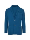 Patrick Assaraf Herringbone-knit Single-breasted Blazer In Blue