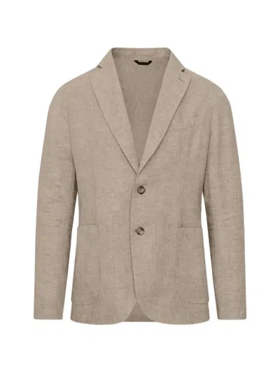 Patrick Assaraf Linen Blazer In Neutral
