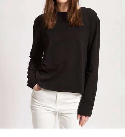 Patrick Assaraf Long Sleeve Iconic Boyfriend Crew Tee In Black