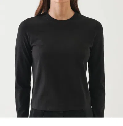Patrick Assaraf Long Sleeve Iconic Pima Stretch Baby Tee In Black