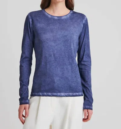 Patrick Assaraf Long Sleeve Pima Sublime Classic Crew In Blue Indigo