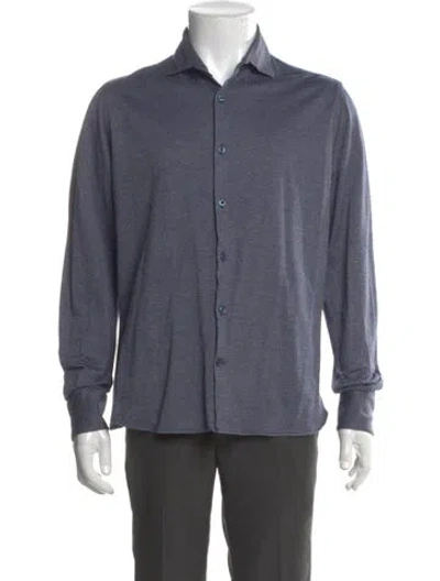 Pre-owned Patrick Assaraf Long Sleeve Shirt In Blue