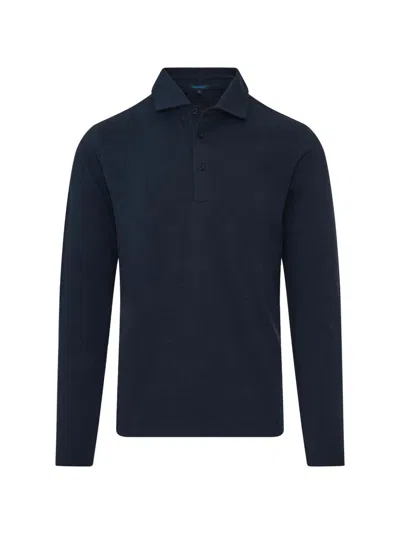 Patrick Assaraf Long-sleeve Polo Shirt In Blue