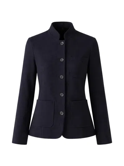 Patrick Assaraf Mandarin-collar Jacket In Blue