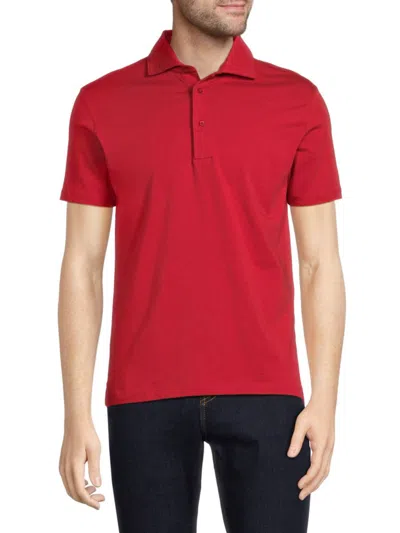 Patrick Assaraf Men's Iconic Short Sleeve Pima Cotton Polo In Red
