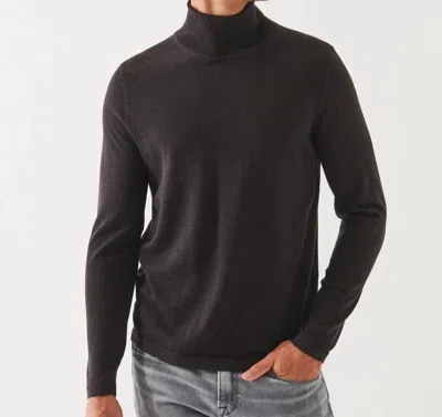 Patrick Assaraf Merino Turtle Neck Sweater In Chocolate In Gold