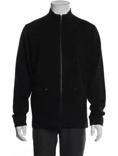 Pre-owned Patrick Assaraf Merino Wool Bomber Jacket In Black