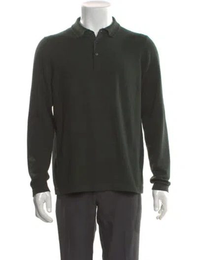 Pre-owned Patrick Assaraf Merino Wool Collar Polo Shirt In Green