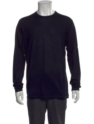 Pre-owned Patrick Assaraf Merino Wool Crew Neck Pullover In Black