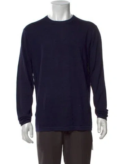 Pre-owned Patrick Assaraf Merino Wool Crew Neck Pullover In Blue