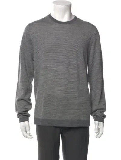 Pre-owned Patrick Assaraf Merino Wool Striped Pullover In Gray