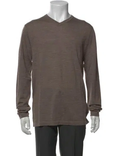 Pre-owned Patrick Assaraf Merino Wool V-neck Pullover In Neutral