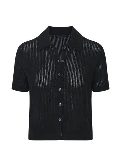 Patrick Assaraf Open-knit Short-sleeve Cardigan In Black