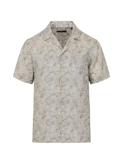 Patrick Assaraf Paisley Button Shirt In Gray