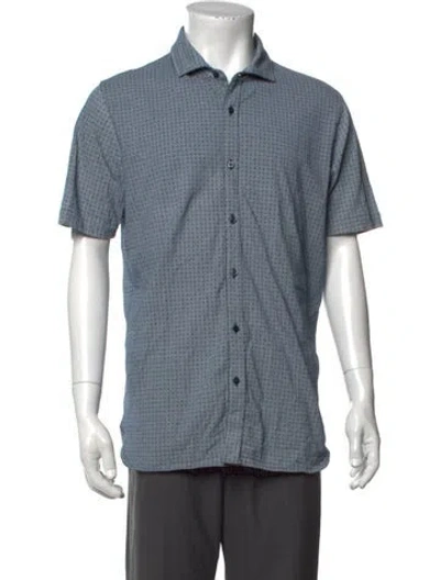 Pre-owned Patrick Assaraf Patterned Short Sleeve Shirt In Blue