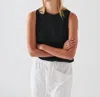 Patrick Assaraf Pima Boyfriend Tank Top In Black In Black