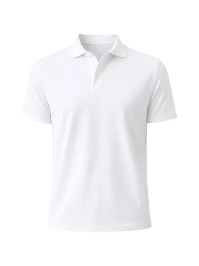 Patrick Assaraf Pima Button-up Cotton Polo Shirt In White