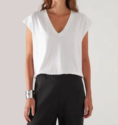 Patrick Assaraf Pima V-neck Tee In White