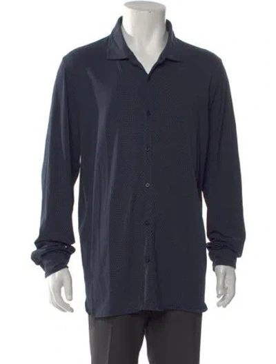 Pre-owned Patrick Assaraf Printed Long Sleeve Dress Shirt In Blue