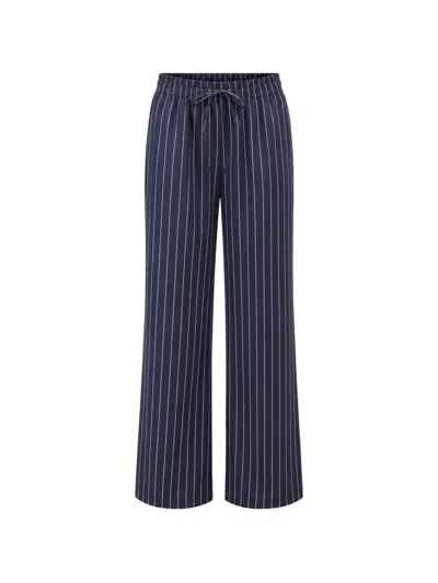 Patrick Assaraf Pya Pinstripe-print Silk Trousers In Blue