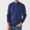 Patrick Assaraf Quarter Zip Mock Neck Sweater In Navy