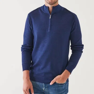 Patrick Assaraf Quarter Zip Mock Neck Sweater In Navy