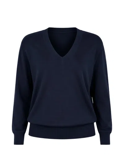 Patrick Assaraf Relaxed-fit V-neck Sweatshirt In Blue