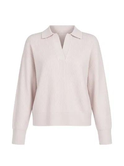 Patrick Assaraf Ribbed-knit Polo Sweater In Pink