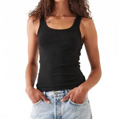 Patrick Assaraf Scoop Neck Rib Tank In Black