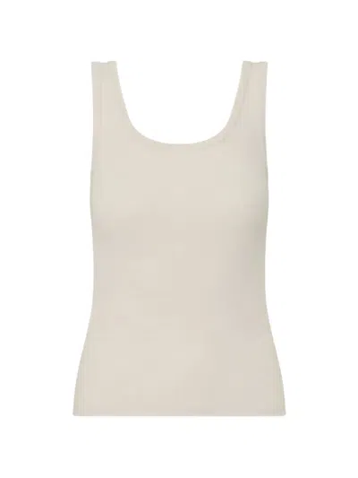 Patrick Assaraf Scoop-neck Ribbed Tank Top In White
