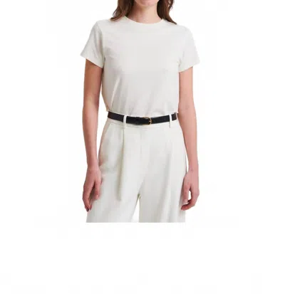 Patrick Assaraf Short Sleeve Iconic Fitted Crew Top In Chalk In White