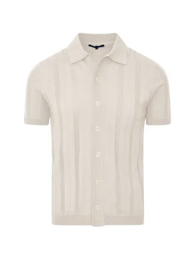 Patrick Assaraf Short-sleeve Button-down Knitted Shirt In Black