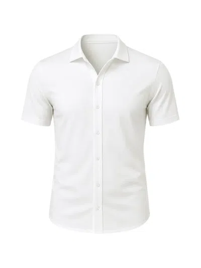 Patrick Assaraf Short-sleeve Button-up Shirt In White
