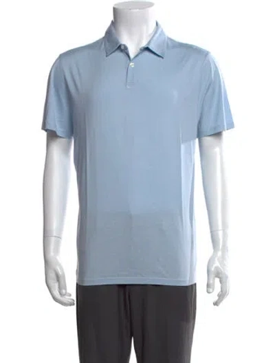 Pre-owned Patrick Assaraf Silk Collar Polo Shirt In Blue