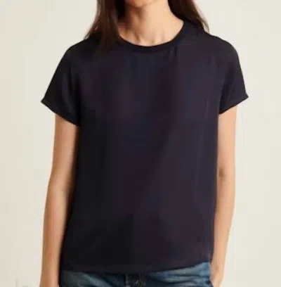 Patrick Assaraf Silk Short Sleeve Tee In Navy In Blue
