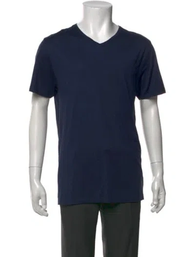 Pre-owned Patrick Assaraf Silk V-neck T-shirt In Blue