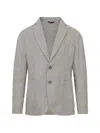 Patrick Assaraf Single-breasted Linen Chambray Blazer In Gray