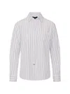 Patrick Assaraf Striped Cotton Shirt In White