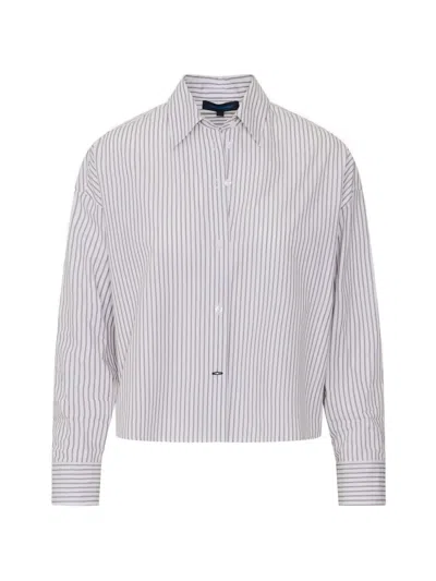 Patrick Assaraf Striped Cotton Shirt In White