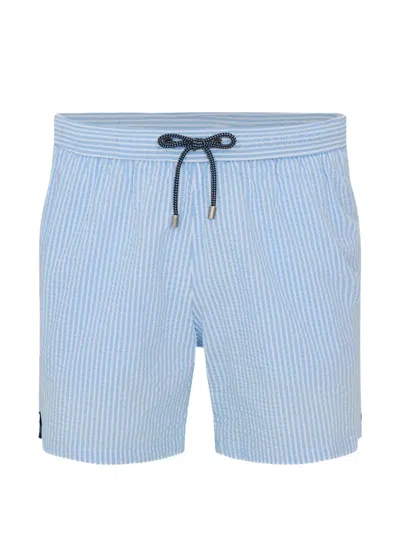 Patrick Assaraf Striped Seersucker Swim Shorts In Blue