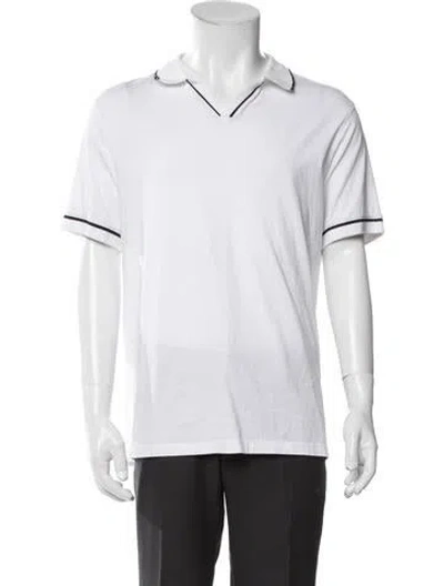 Pre-owned Patrick Assaraf Striped Short Sleeve Shirt In White